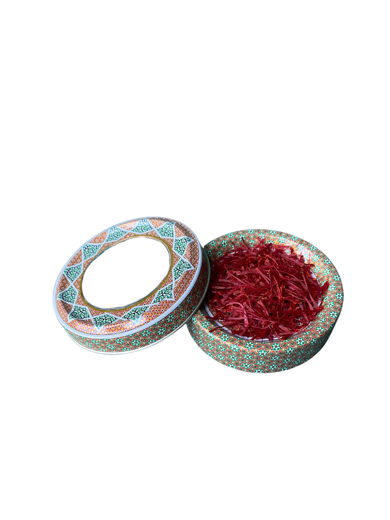 Elegant gift box (black-blue-gold pattern): Super Negin saffron (1g) + mortar and pestle
