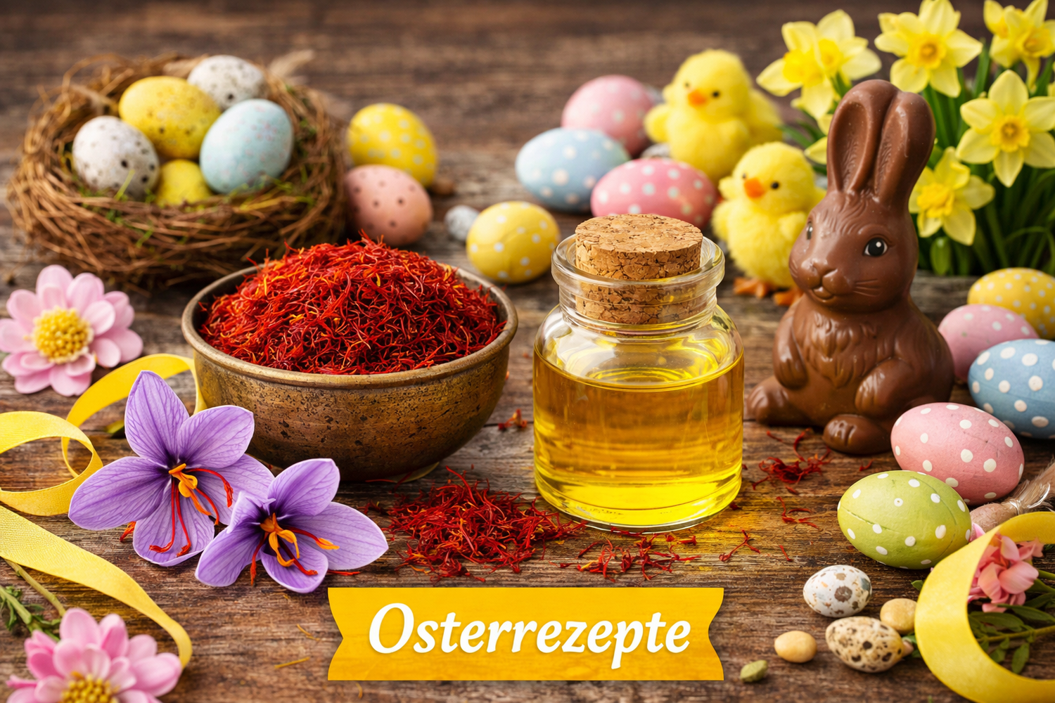 ein Osterbild mit Safran im Zentrum