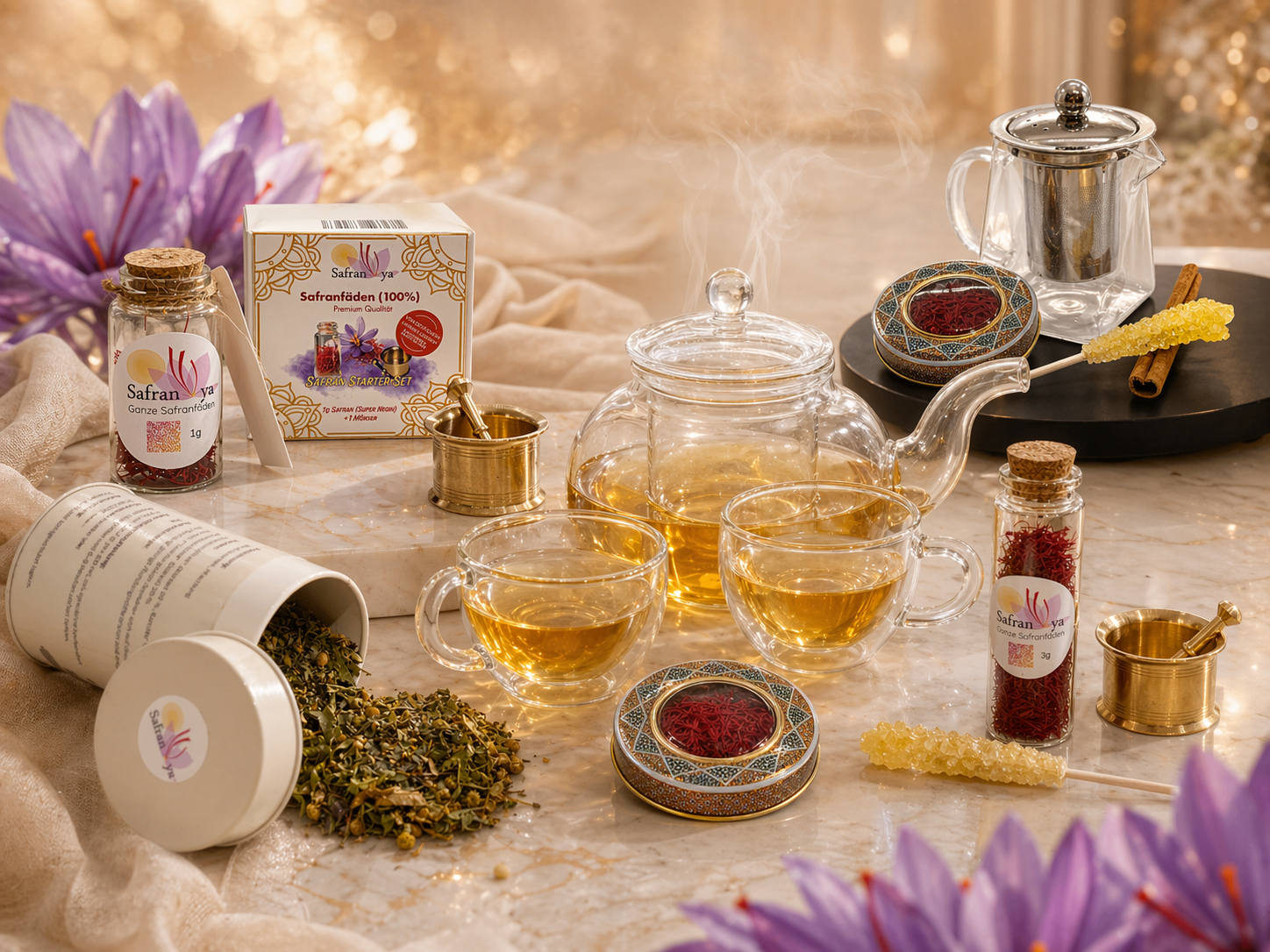 Safrantee Kollektion – Premium Safranfäden mit edlem Aroma Safran