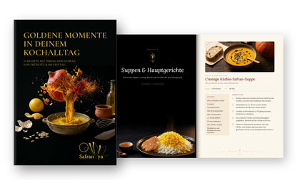 Kochbuch „Goldene Momente in deinem Kochalltag“: 53 Rezepte mit persischem Safran (Vorbestellung)