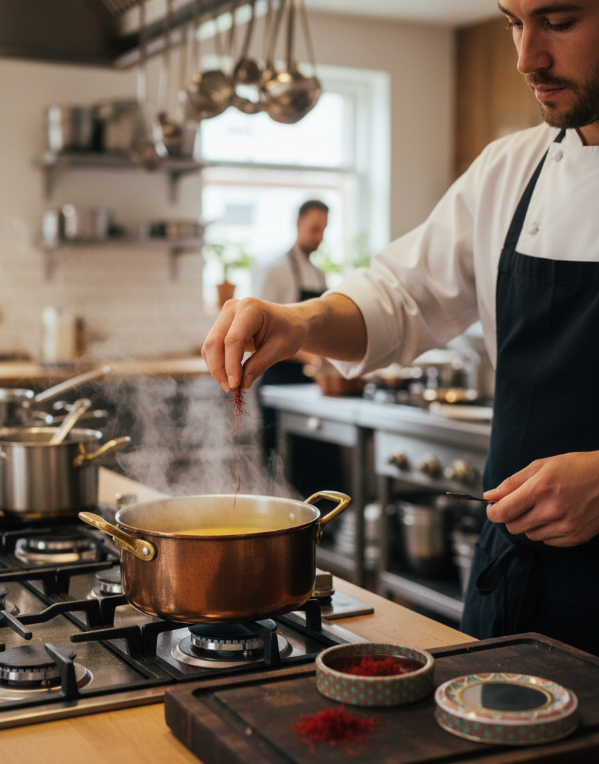 نخ های زعفران ایرانی 3 گرم در جعبه فلزی با کیفیت عالی